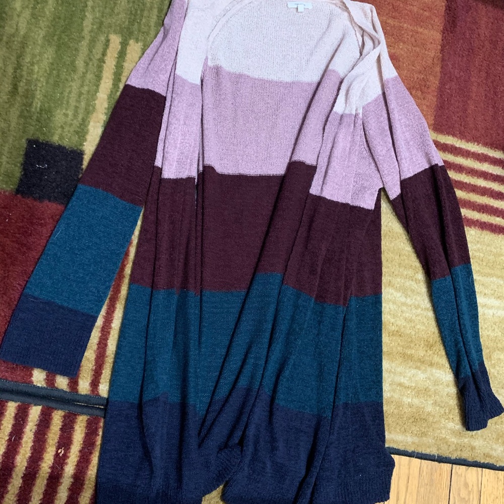 Multicolored Open Stitch Duster Cardigan